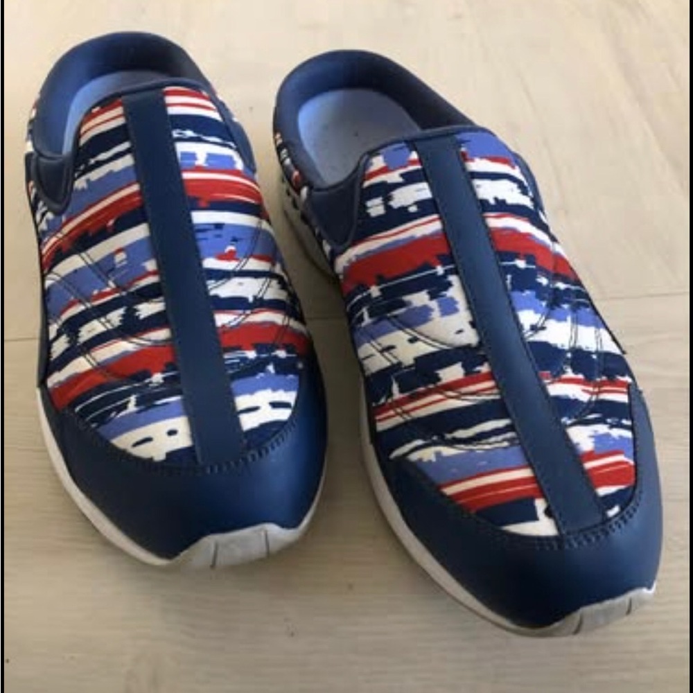 Easy Spirit Patriotic Size 10WW Blue and Red Slip Ons settraveltime 366